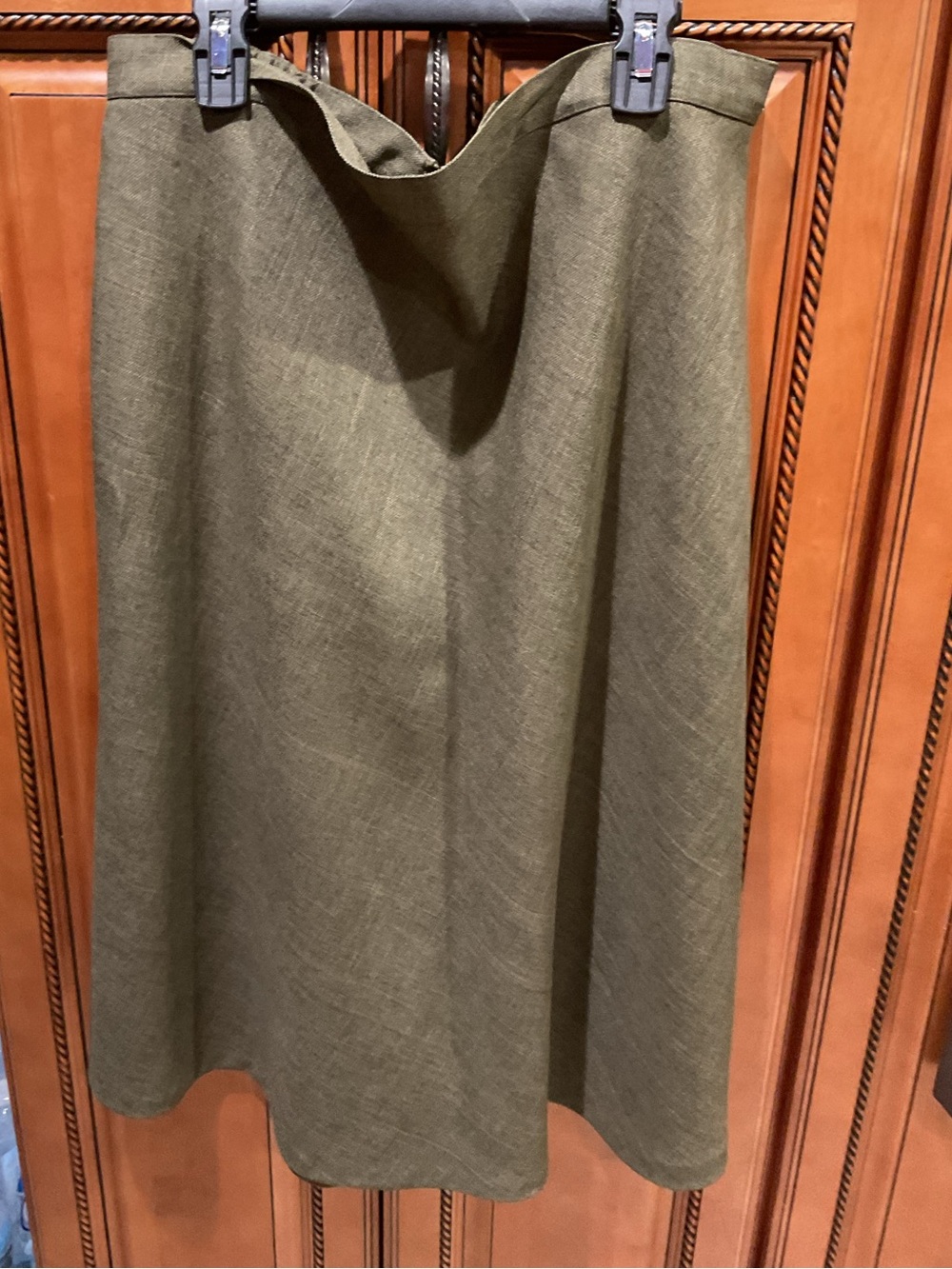 Alfred Dunner A-Line Skirt Women's Modest Church Sz 14 olive Green Midi EUC